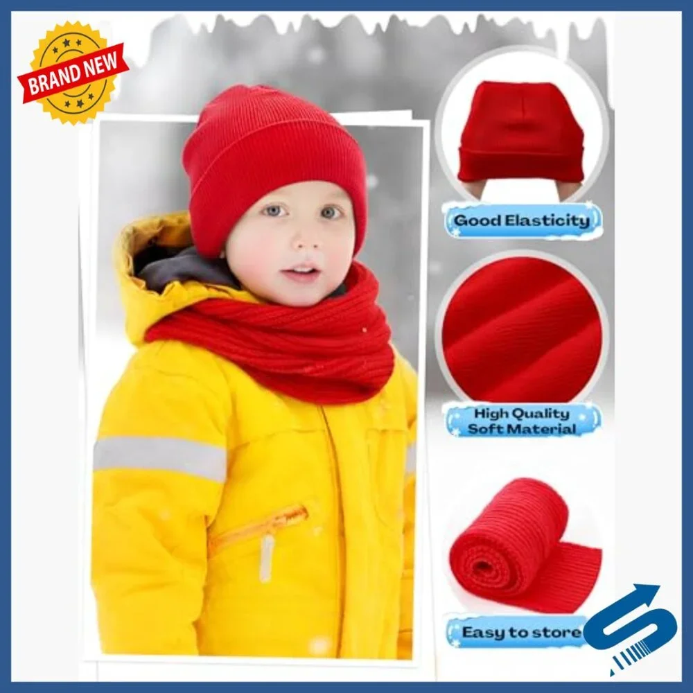 48-Piece Kids Winter Set with Hat Scarf Gloves Bag for Ages 5-10